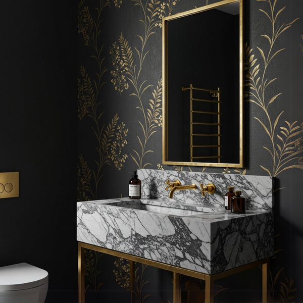 Arabescato Marble Console Sink (Brass Stand) M9M33