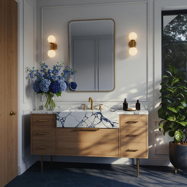 Calacatta Viola Farmhouse Vanity (Rectangular Apron & Oak Cabinet) M9F59 hover