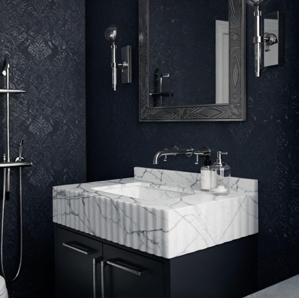 Fluted Carrara Marble Apron Sink (Vanity Top) M9S36