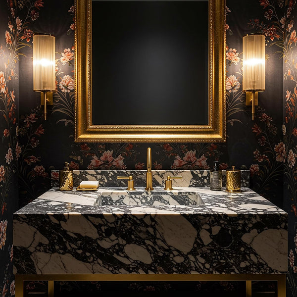 Grand Antique Marble Console Vanity (Brass Stand) M9M017