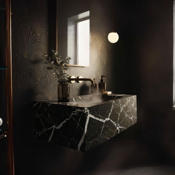 Pietre Notte Marble Floating Vanity (Black & White Veins) M9S24 hover