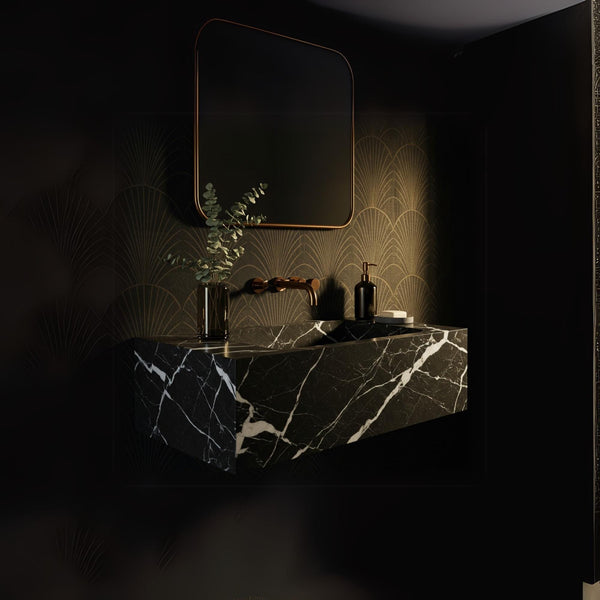 Pietre Notte Marble Floating Vanity (Black & White Veins) M9S32