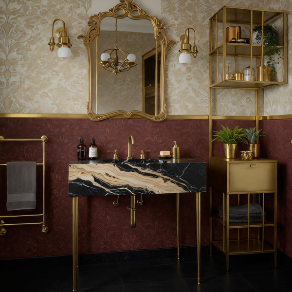 Pietre Notte Marble Console Sink (Brass Legs) M9M018 hover