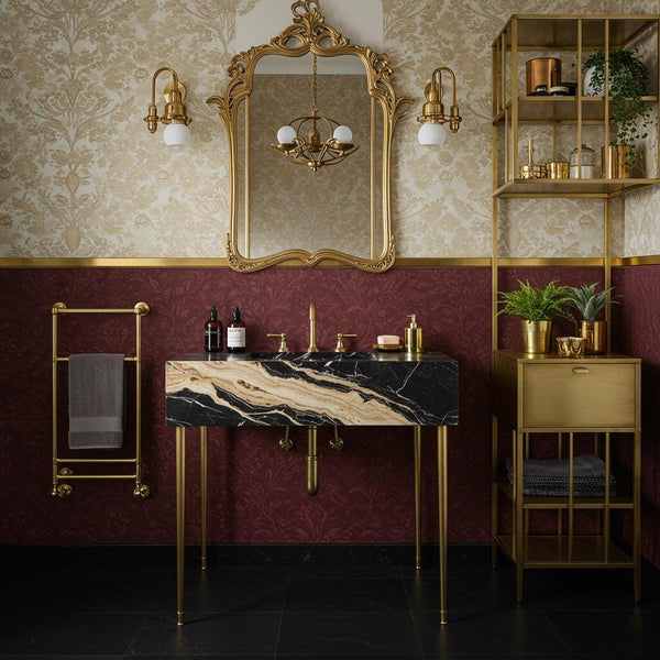 Pietre Notte Marble Console Sink (Brass Legs) M9M018