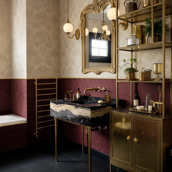 Pietre Notte Marble Console Sink (Brass Legs) M9M35 hover