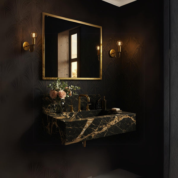Pietre Notte Marble Floating Vanity (Gold Lightning Veins) M9S008