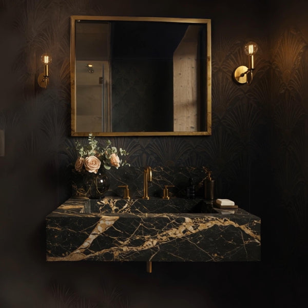 Pietre Notte Marble Floating Vanity (Gold Lightning Veins) M9S008 hover