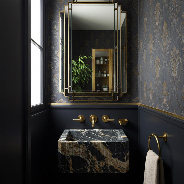 Picasso Marble Fluted Floating Sink (Chamfered Edges) M9S005