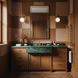 A sophisticated estate vanity featuring Verde Guatemala marble and a walnut cabinet, made for homes that radiate heritage and luxury.